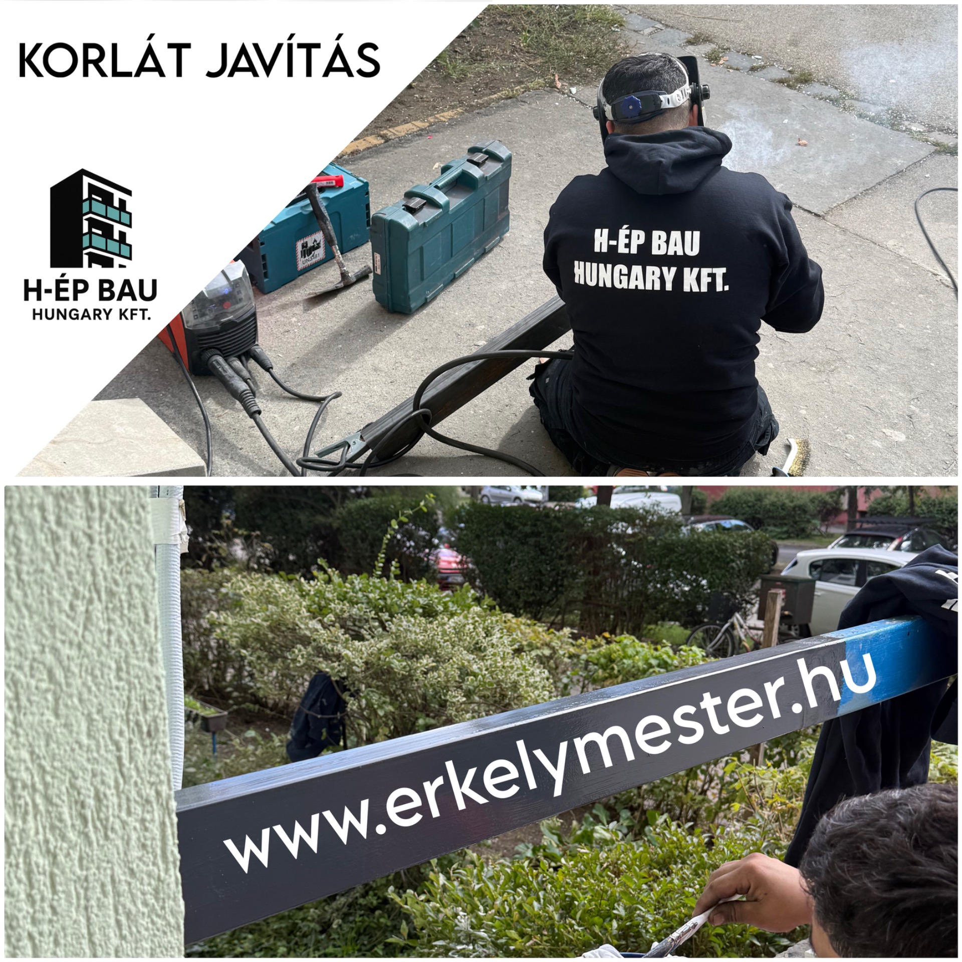 Korlát javítás X.kerület Gyakorló utcában