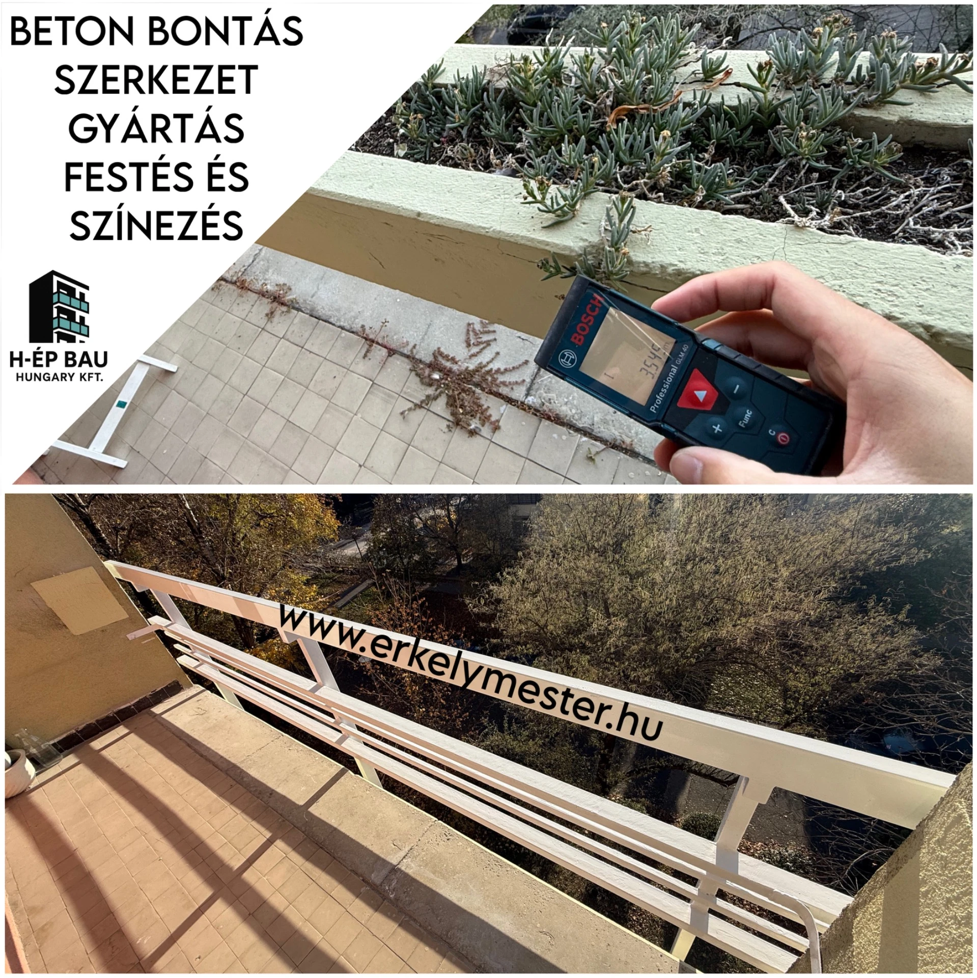 Felújított, modern panel erkély új korláttal