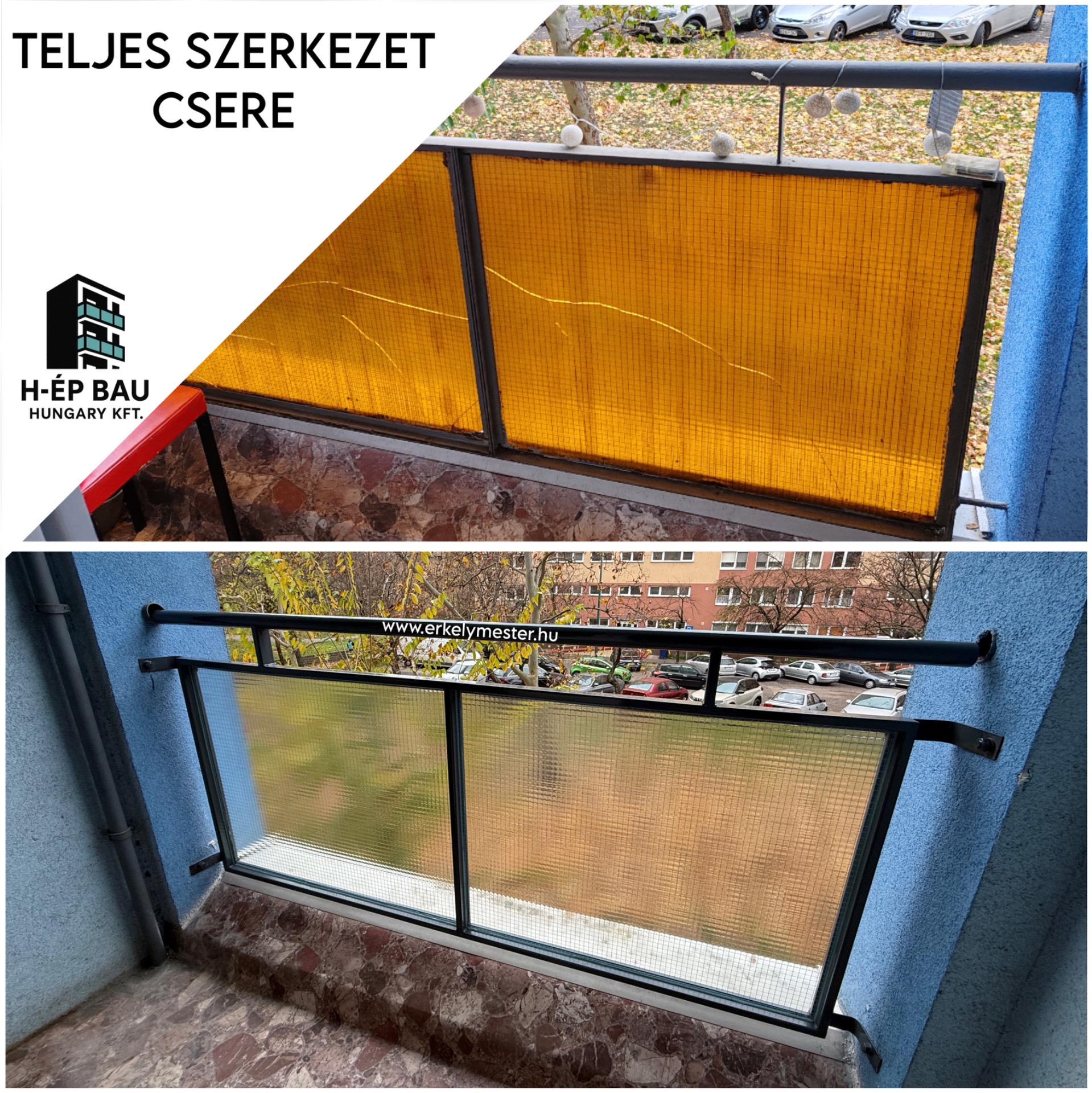 Teljes erkély korlát cseréje Zuglóban