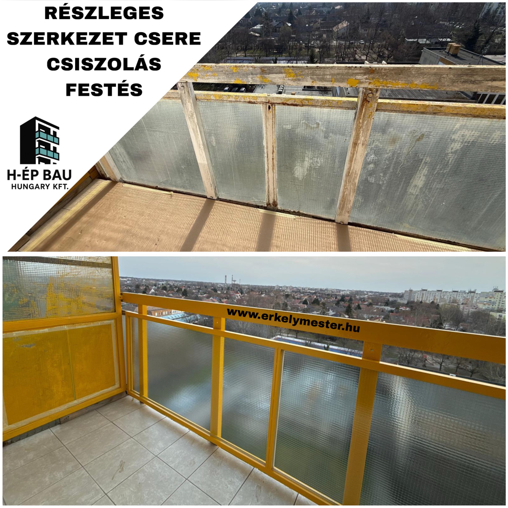 Erkélyfelújítás és festés Budapest XIX.kerületében. 