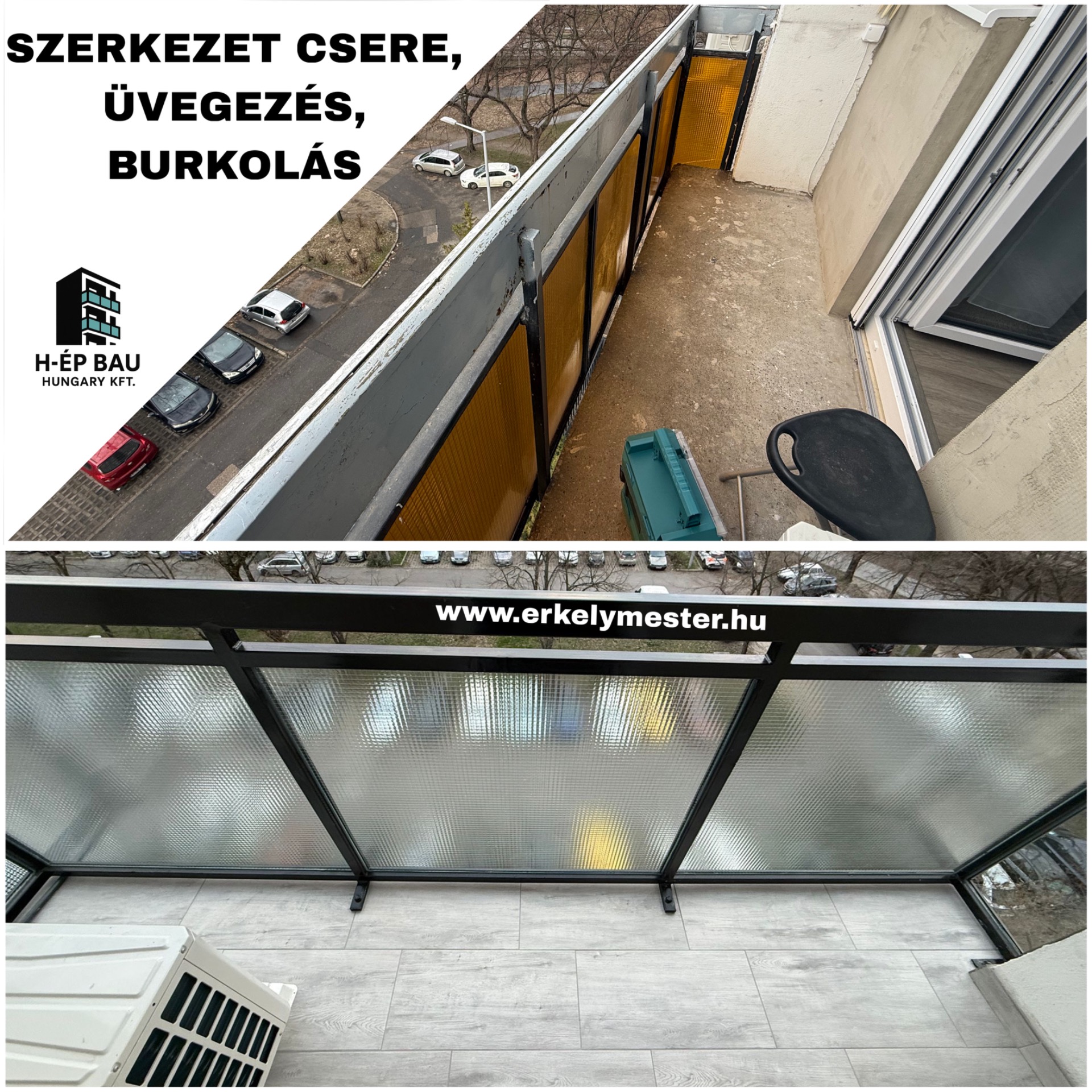 Erkély csere és burkolás Budapest XV.kerületében