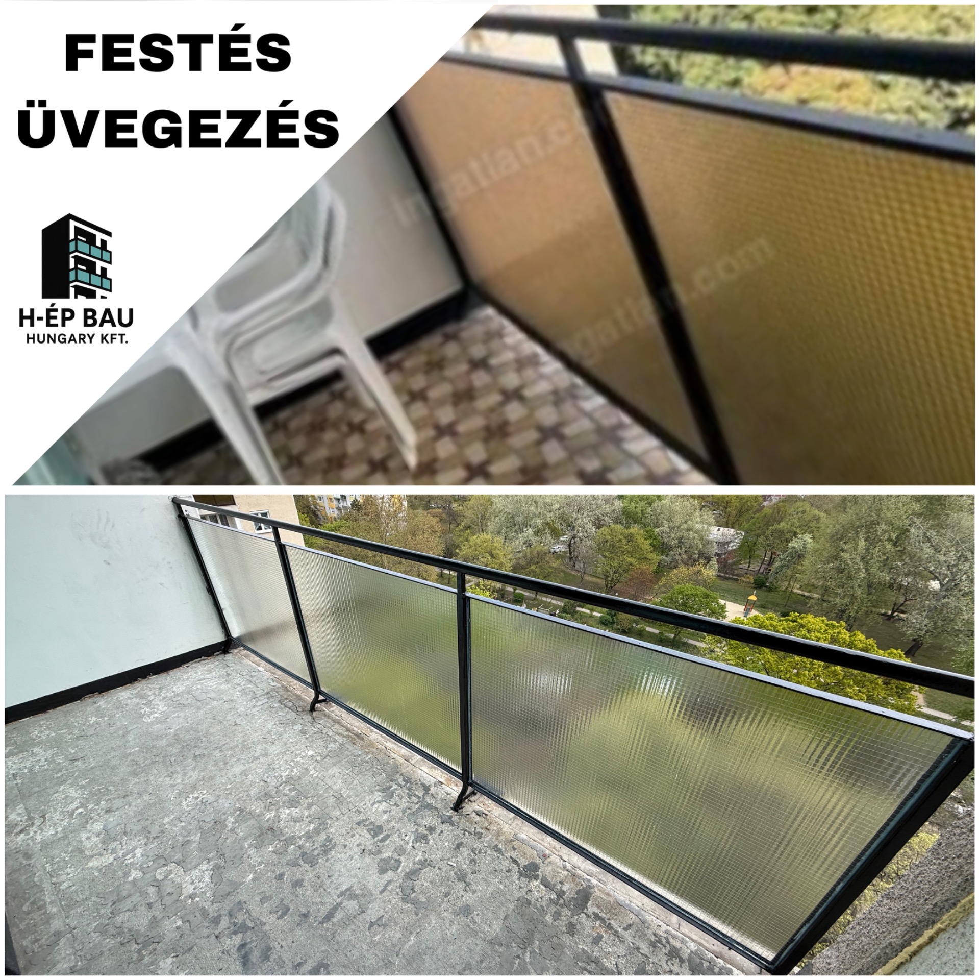 Erkély korlát festés és üvegezés Budapest XVIII.kerületében